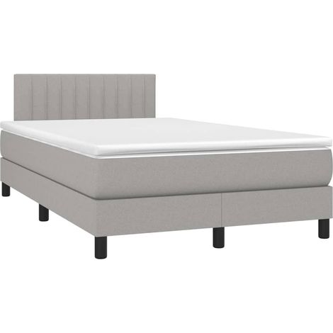 Struttura letto LED con coprimaterasso testiera boxspring 120x200 cm tessuto grigio chiaro TDL0207886