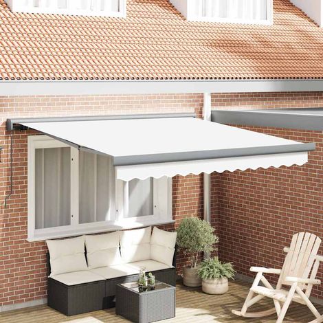 Toldo retráctil Blanco 350 x 250 cm Lona y Aluminio vidaXL (1/5)