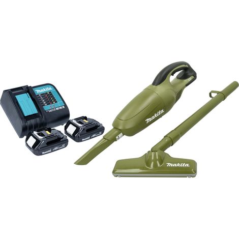 Makita DCL 180 SY2O Akku Staubsauger 18 V 0,65 l Olive Outdoor Adventure Serie + 2x Akku 1,5 Ah + Ladegerät