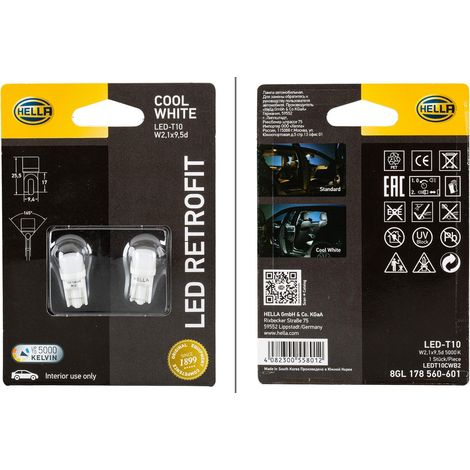 8Gl 178 560-601 Ampoule - Led - Led Retrofit - 12V - 1W - 5000K - Type De Culot: W2,1X9,5D - Blister - Quantité: 2 (1/3)