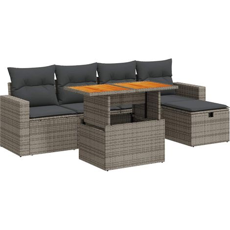 Maison Exclusive - Set sofás jardín y cojines 6 pzas ratán sintét (1/5)