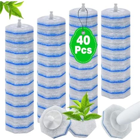Irovami 40 têtes de brosse de rechange pour le nettoyage des toilettes, têtes de brosse de rechange en fibres de coton (1/5)