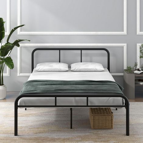COSTWAY Struttura per Letto Matrimoniale, Letto Piattaforma in Metallo Moderno con Testiera e Pediera, 12 Doghe Metalliche, Silenziosa, Carico 300 kg (Stile 2 190x140cm) (1/5)