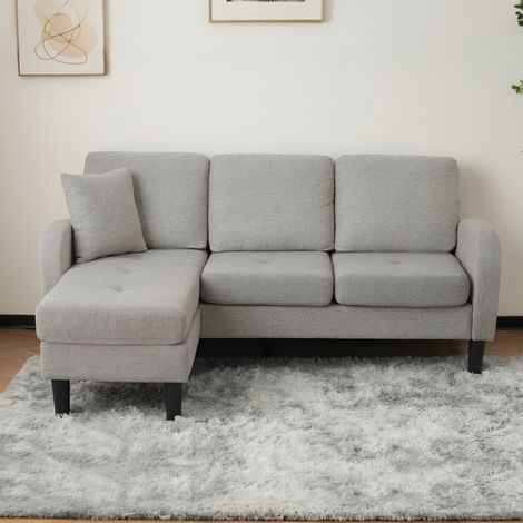 Canapé d’angle Stoff grau 166x118x77 cm, modular mit flexibel montierbarer Chaiselongue