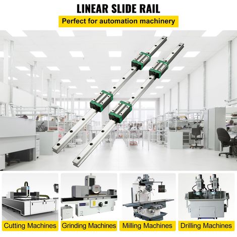 Lot de 3 glissières linéaires 2-167,6 cm (0,78-66 po) avec 4 chariots HSR20, rail de guidage pour CNC DIY tours fraiseuses, kit coulissant axe X Y Z (1/5)