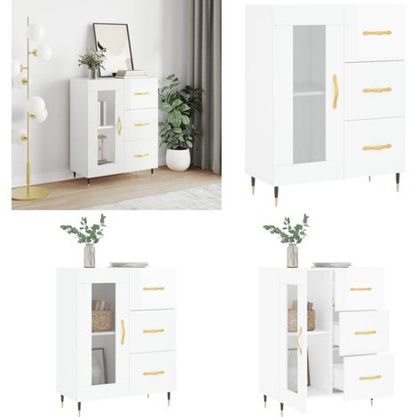 Sideboard Hochglanz-Weiß 69,5x34x90 cm Holzwerkstoff - Schreibtisch - Wohnzimmermöbel - Sideboard - Regal - Holzmöbel - Home & Living (1/5)