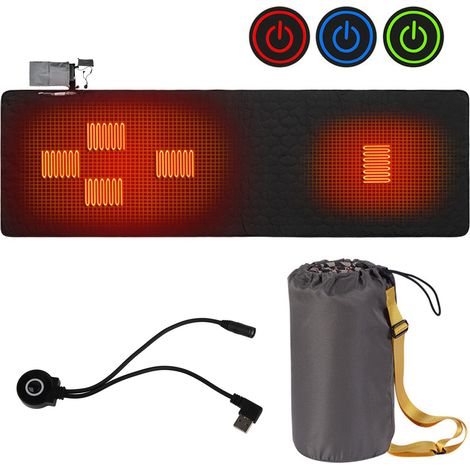 Tapis de couchage chauffant intelligent rechargeable portable, sac de couchage imperméable chauffant pour camping extérieur