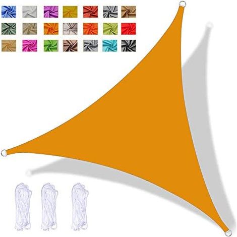 Voile D'ombrage Triangulaire, Store Pare-Soleil étanche, Protection UV, pour Jardin Extérieur Terrasse Cour, avec Corde (3x3x3m,Jaune Mangue) (1/5)