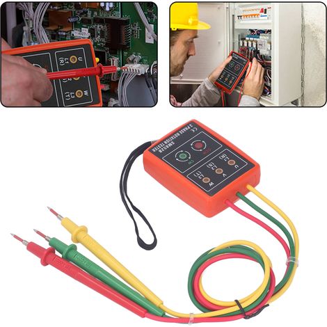 Séquenceur de phases triphasé portable, compteur de séquence de phases, détecteur de courant et de tension (SM852B) (1/5)