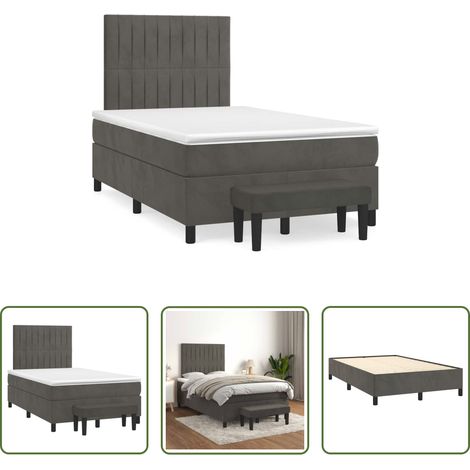 vidaXL Cama box spring con colchón terciopelo gris oscuro 120x190 cm (1/5)