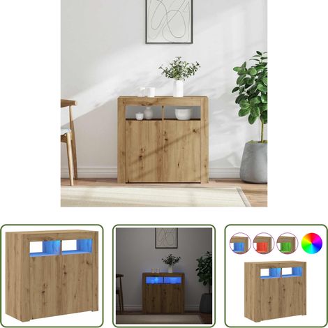 LED-Beleuchtung - Sideboard mit LED-Leuchten Artisan-Eiche 80x35x75 cm (1/5)