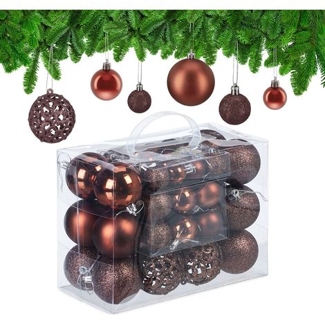 Juego de 50 adornos para árbol de Navidad con acabados variados