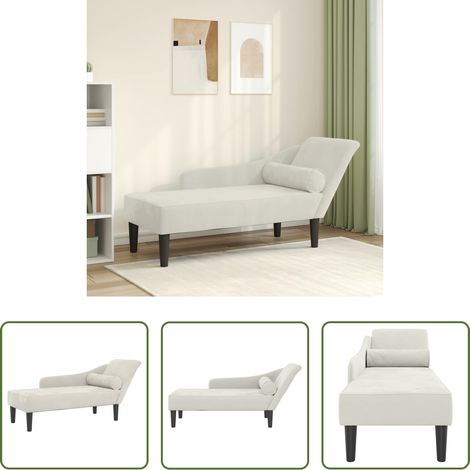 Sitzkissen - Chaiselongue mit Kissen Creme Samt (1/5)