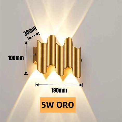 Applique murale LED étanche (blanc froid 5W, couleur or) avec fonction d'éclairage vers le haut et vers le bas (1/2)