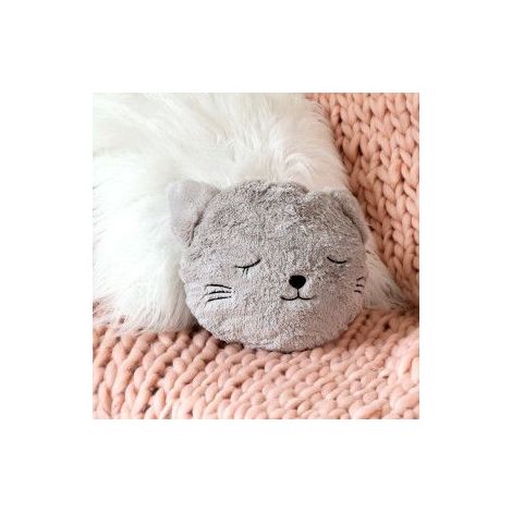 Atmosphera – Coussin rond en fourrure pour chat gris – Dimensions 27x27cm – Polyester 100% – Décoration enfantine ludique et chaleureuse (1/3)