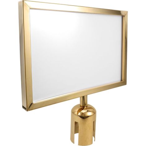 Support de Panneau Signalisation Cadre A4 Horizontal en Inox Doré Porte-panneau pour Poteaux de Ceinture Rétractable Gestion des Files D’attente en Aéroport et Lieux Publics (1/5)