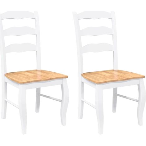 Maison Exclusive - Esszimmerstühle 2 Stk. Weiß Massivholz Gummiba