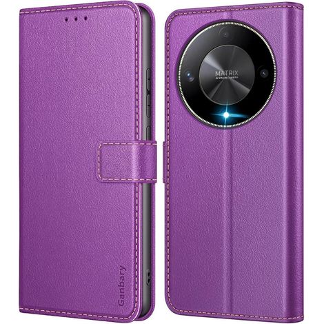 Handyhülle Honor Magic6 Lite Leder Klapphülle Violett Standfunktion (1/5)