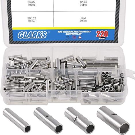 non isolés Connecteurs Butt Assortiment kit 22–16/16–14/14–12/12–10 AWG Calibre sans fil électrique Virole câble Crimp terminal pour Splice DIY (1/5)
