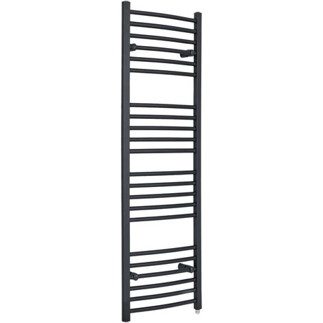 Milano Artle Electric - Modern Anthracite Curved Bar Heated Towel Rail Radiator - 1600mm x 500mm (1/5)
