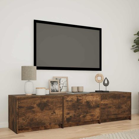 Meuble TV Banc TV Armoire TV avec LED avec LED Chêne Fumé 165 x 34 x 40 cm (1/5)