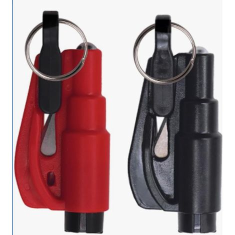 Set di 2 pezzi per tagliare le cinture di sicurezza dell'auto, rompere i finestrini e tagliare le cinture di sicurezza, moderno taglia-finestrini unisex per adulti, taglia-portachiavi (rosa e nero) (1/5)
