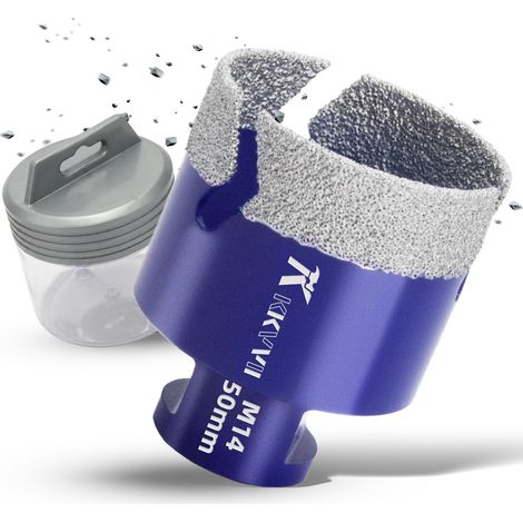 Carrelage Diamant 50mm Scie Cloche Diamantée Trépans de Forage Avec Brasé Sous Vide et Filetage M14 pour Granit Porcelaine Céramique Marbre, pour Meuleuse d'angle (1/5)