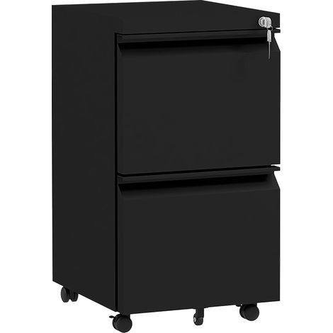 Vinsetto 2-Drawer Mobile Filing Cabinet, Steel Lockable File Cabinet for Letter, A4 and Legal Size, Pre-Assembled Body, Black