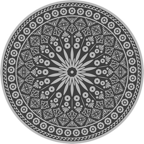 Esschert Design – Tapis rond d'extérieur gris 170 cm – Motifs envoûtants – Facile à nettoyer et réversible – Pour terrasses et jardins