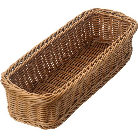 Organisateur de Rangement de Couverts Tissé en Plastique Panier Fourre-Tout en Rotin Panier de Vaisselle Cuillères Fourchettes Serviettes de Table Porte-Ustensiles de Service pour, (1/3)