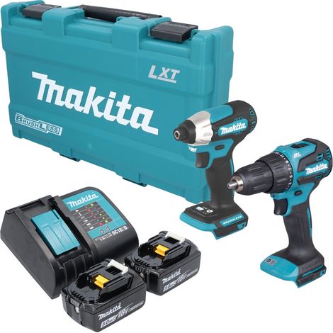 Makita DLX 2539 ST Akku Kombo Kit mit DHP 490 Schlagbohrschrauber 65 Nm + DTD 157 Schlagschrauber 140 Nm 1/4" + 2x Akku 5,0 Ah + Ladegerät + Koffer (1/5)