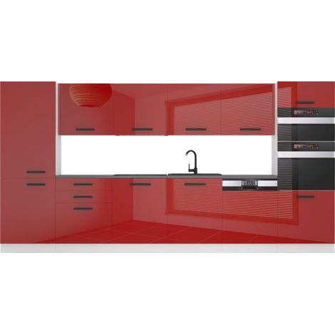 Belini Cuisine Equipee Complete Naomi Muebles de Cuisine Complets - 360 cm. Cuisine Complete sans Plan de Travail, Rouge très Brillant (1/4)