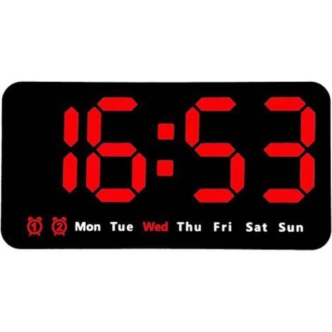 Horloge murale numérique, horloge numérique LED, format 12/24 heures, grands chiffres, silencieuse, bleue (1/5)