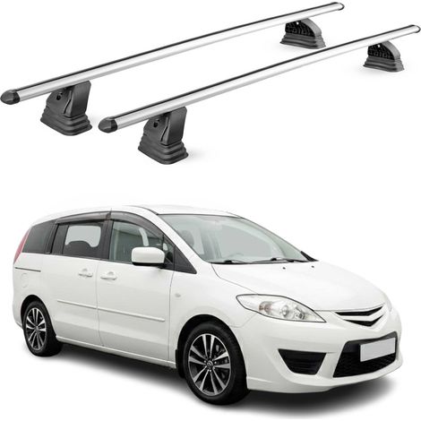 OMAC Barres de toit transversales en aluminium pour Mazda 5 2005-2015 – TÜV / DIN 75302:2019 – Antivol inclus – Charge max 75 kg – 2 barres – Gris (1/5)