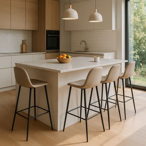 Lot de 2 tabourets de bar SCANDINAVE métal noir velours