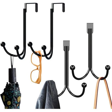 Lot de 4 Crochets de Porte Manteaux, Organisateur de Crochets Doubles, Acier Inoxydable pour Manteaux et Serviettes (1/5)