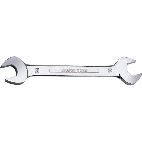 1 - Clé Plate - Clé à Fourche - Acier Chrome Vanadium - Extrémités Ouvertes 15 Degrés - Pour Mécanique Générale - Chromé - 17 x 19 mm