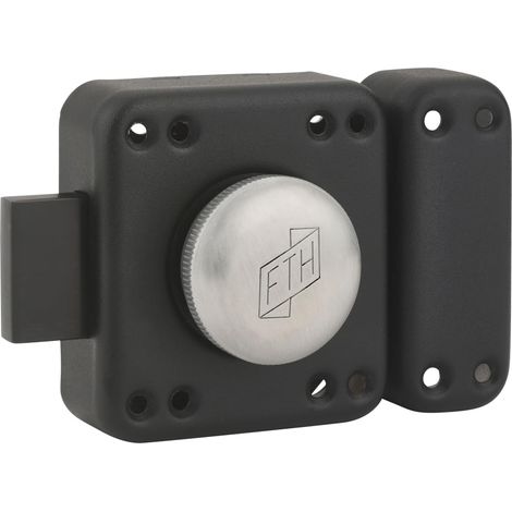 Verrou de porte à bouton, cylindre de 45mm, coffre et pêne noir mat, 3 clés crantées (1/5)