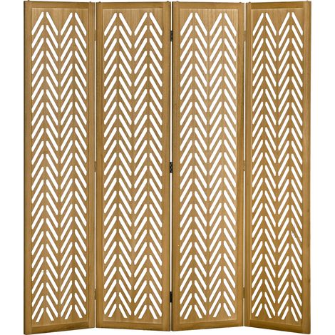 Paravent bois 4 panneaux avec fermeture séparée 160x170 cm