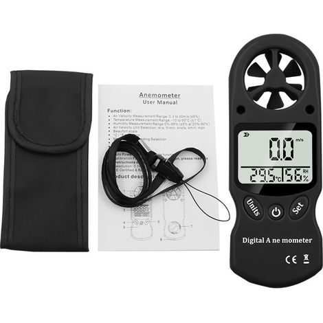 Digitales Anemometer, 3-in-1 tragbares Mini-Multifunktions-Windmesser-Thermometer-Hygrometer für Drachensteigen, Segelsurfen und Gleitschirmfliegen (1/5)