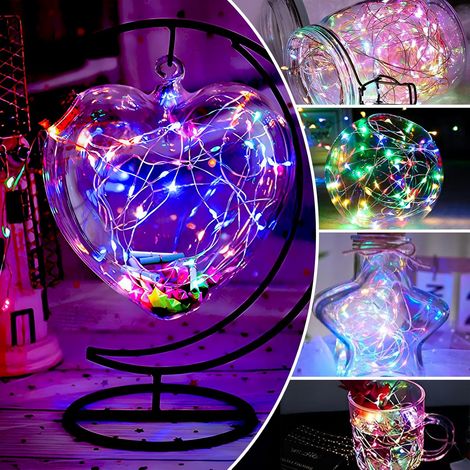 12er-Pack bunte Lichterketten, 2 m lange LED-Lichterketten mit 20 LEDs, wasserdichte Mini-LED-Lichterketten für Hochzeiten, Weihnachten und Schlafzimmer