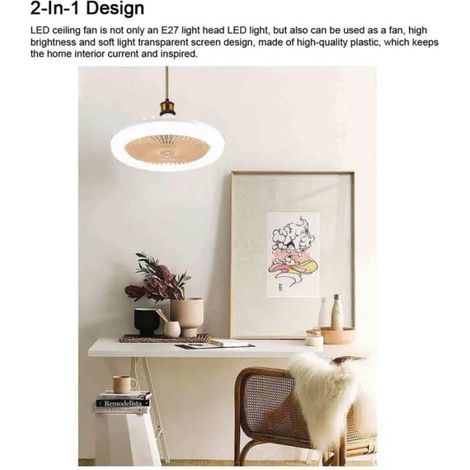 Ventilateur de plafond moderne avec lumière Ventilateurs de plafond à profil bas 2 en 1 avec 3 vitesses réglables (1/4)