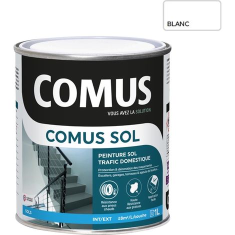 COMUS SOL BLANC 1L Peinture pour sols intérieurs et extérieurs, trafic domestique