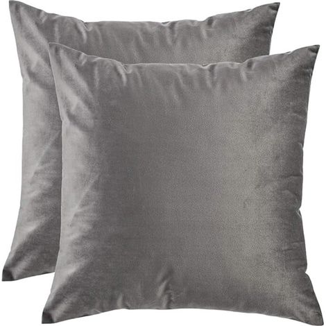 Juego de dos fundas de almohada Cterwk con ribete de terciopelo, fundas de cojín cuadradas suaves de color liso, adecuadas para sala de estar, dormitorio y oficina, 45 x 45 cm (18 x 18 pulgadas).