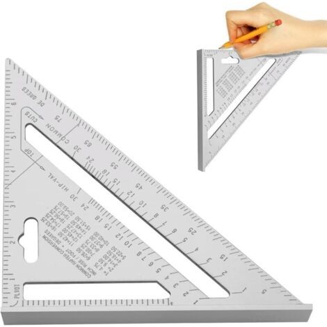 7 Pouces Équerre Triangle Règle d'Angle, Équerre en Aluminium Mesure du Triangle Règle de Triangle en Aluminium