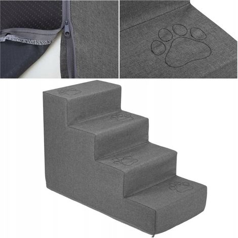 Escalier pour chien Welsti 40 cm – 4 marches – Matériau imperméable – Fond antidérapant – Garnissage en mousse haute densité