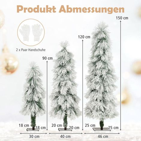 Set di alberi di Natale artificiali con luci, 90-150 cm, con punte innevate