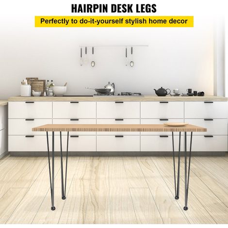 Pieds de table en épingle à cheveux de 40,6 cm Ensemble de pieds de table en épingles 4 Pc Pieds de table en épingle à cheveux en acier avec 3 Tiges (1/5)