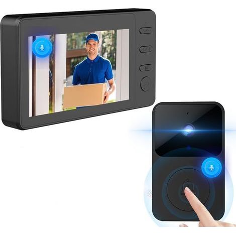 Sonnette Visuelle sans Fil avec Caméra 1080p écran IPS 4,3", Vision Nocturne Infrarouge, Caméra de Sécurité,Interphone Vidéo-ARCAN (1/5)
