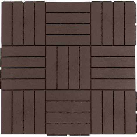 Carrelage de patio 30x30cm lot de 9 pièces 0,81㎡ système à clic drainage balcon patio marron.